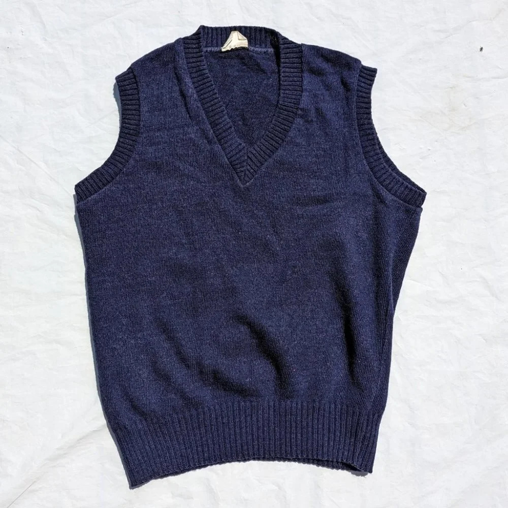 Vintage Tommy Knight Blue Knit V  Neck Men's Vest Medium